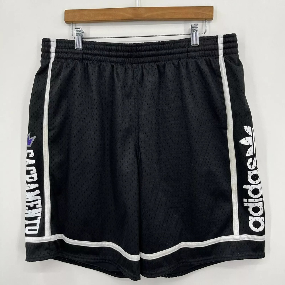Adidas Sacramento Kings NBA Basketball Shorts Mens XL Black Mesh